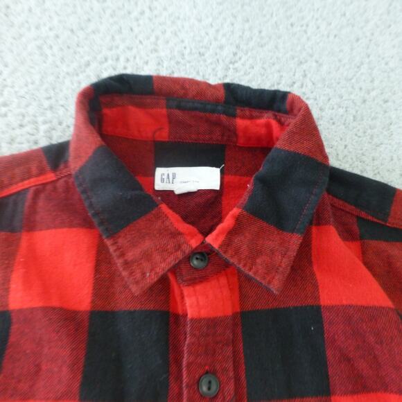 Gap Shirt Mens Large Flannel Button Up Buffalo Check Plaid Red Outdoor - Picture 3 of 8